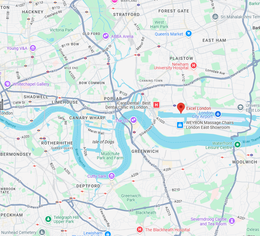 Map of London show Excel