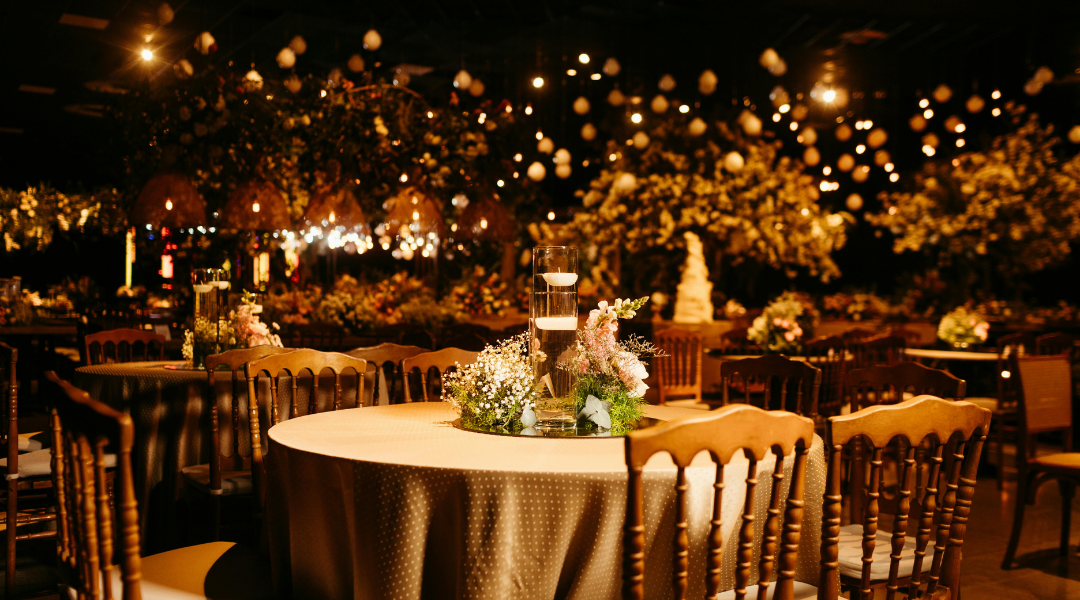 Illuminated Table on Banquet Hall